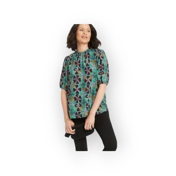 Knox Rose Keyhole Teal/Eggplant Flowy Top XL - Picture 5 of 14